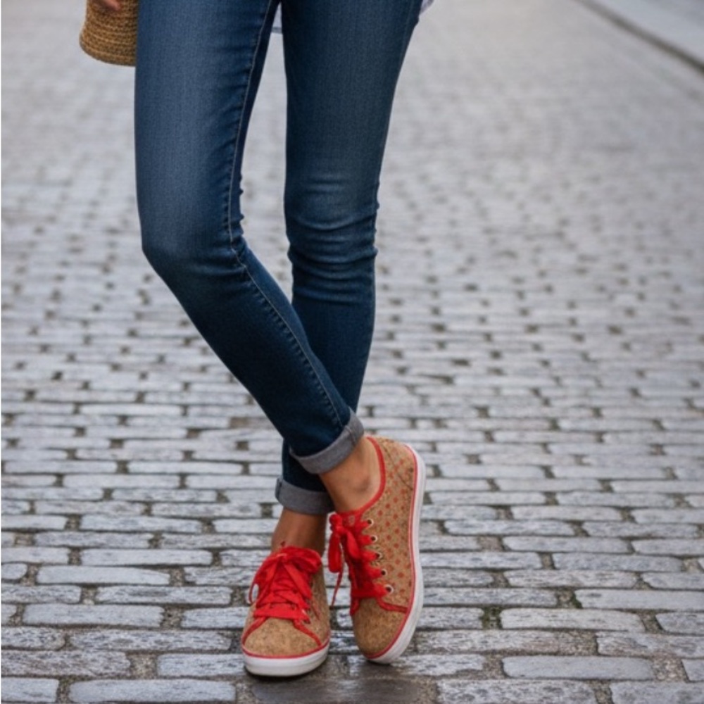 Keds Women's Cork and‎ Orange Sneakers size 9 Preowned.